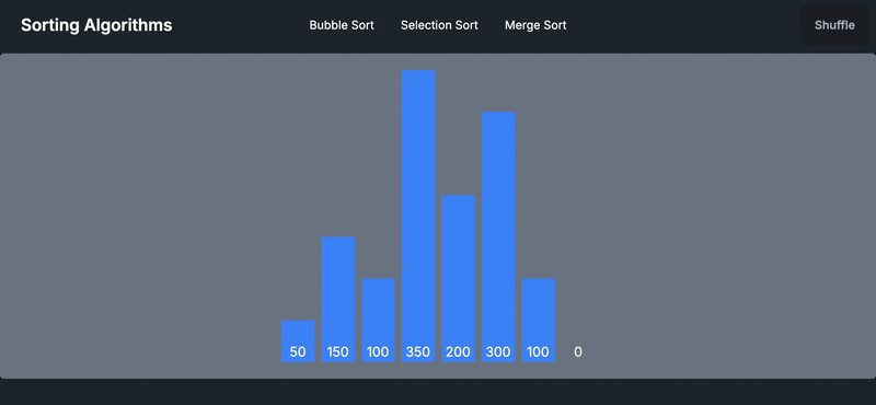 A screenshot of the DSA Visualizer sorting interface.